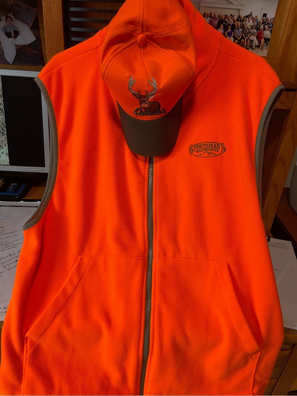 Hunter Bright Orange Kids Fleece Vest with Gray Trim